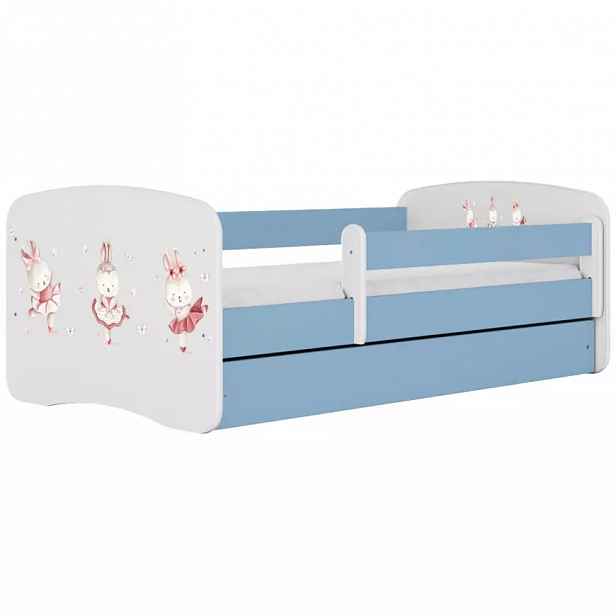 Dětská postel Babydreams+SZ+M modrá 70x140 Tančící králíčci