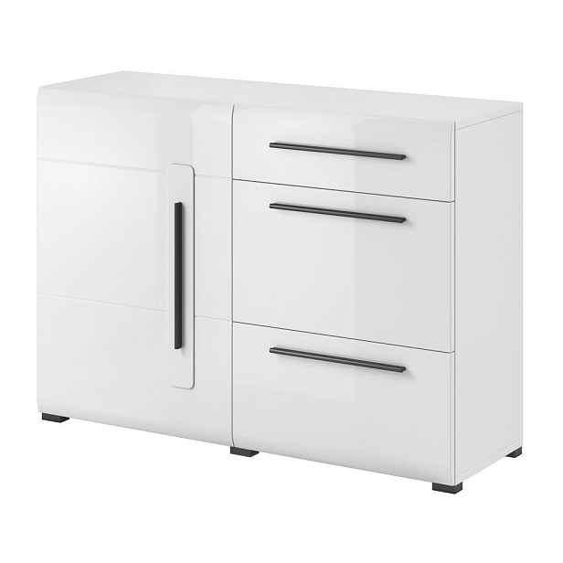 MASSENO KOMODA TULLIA, 120/86/39 cm se 3 zásuvkami, počet dvířek: 1, bílá