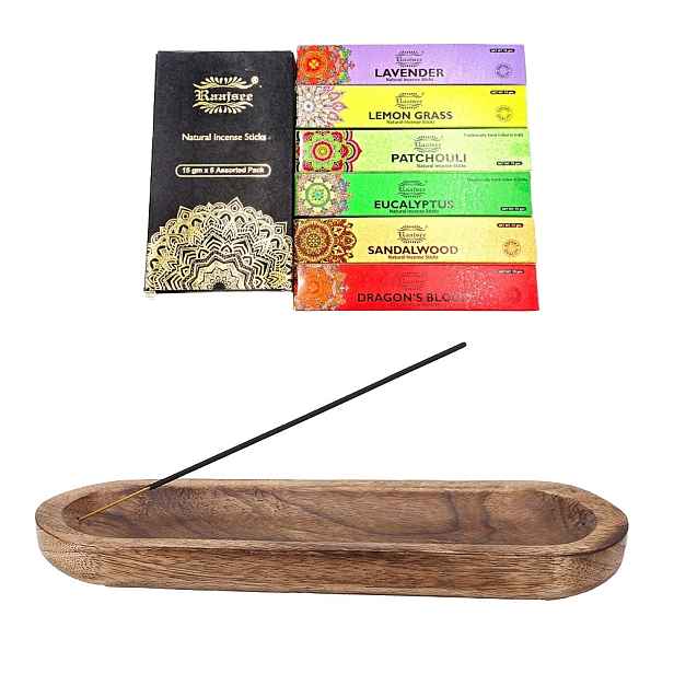 Raajsee Dřevěná podložka pod kadidlo Handmade sada kadidla