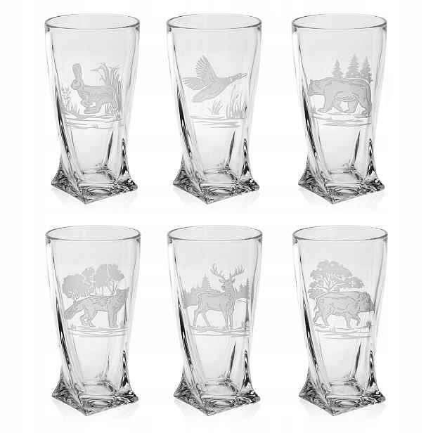 Sklenice křišťálové kroucené long drink Lovecké 350 ml (Quadro) 6 ks
