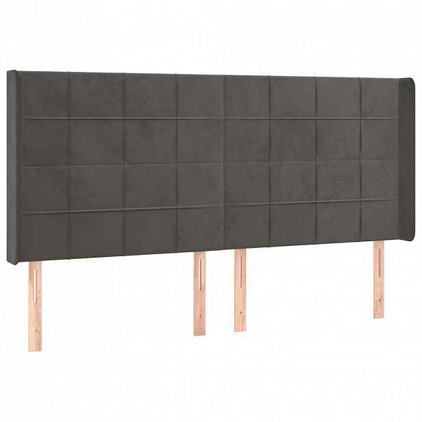 vidaXL Čelo postele typu ušák tmavě šedé 163x16x118/128 cm samet