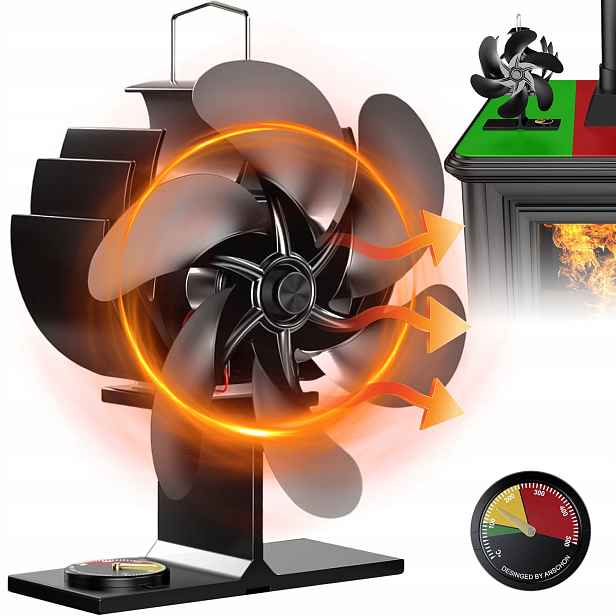 Teplovzdušný Krbový Ventilátor, Termoelektrický Ventilátor, Tichý, Černý