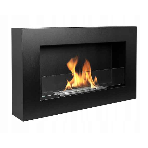 Biokrb závěsný se sklem 65x40x12 cm Box Regulace plamene Černá matná
