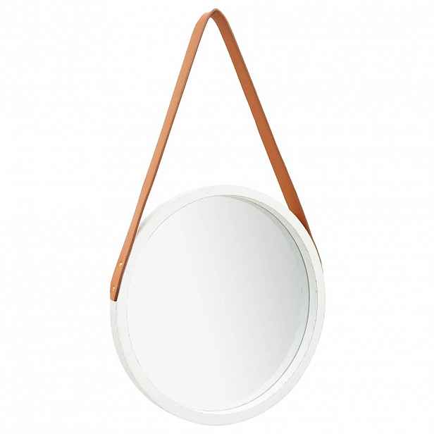 vidaXL Nástěnné zrcadlo s popruhem 40 cm bílé