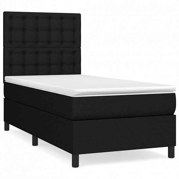 vidaXL Box spring postel s matrací černá 100 x 200 cm textil