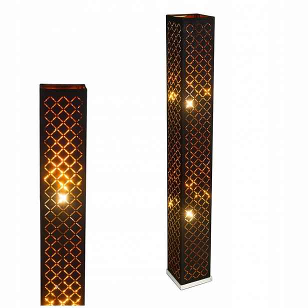 Černá podlahová lampa Clarke s teplým leskem do obývacího pokoje Globo
