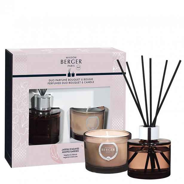 Maison Berger Paris Dárková sada Duo Mini Joy: aroma difuzér s náplní 80 ml + svíčka 80 g, Agávová zahrada 6990