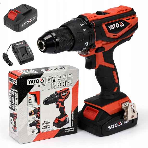 Sada Aku Šroubovák 18V 40NM 4AH Akumulátor, Nabíječka Yato YT-82787