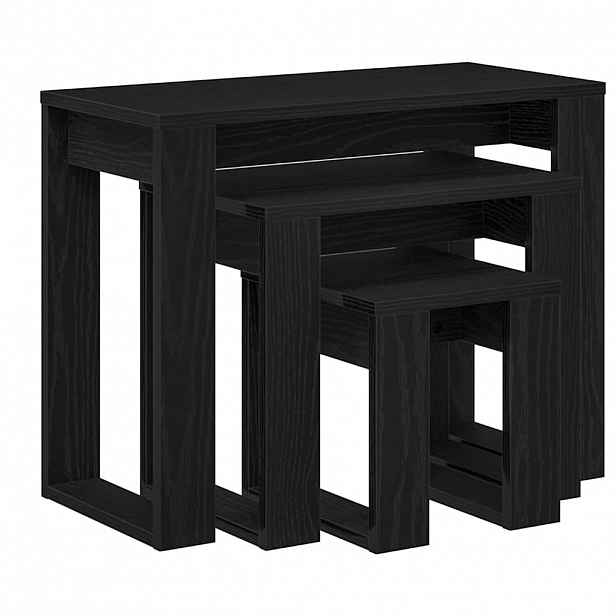vidaXL Hnízdové stolky 3 ks Černý dub 61 x 28 x 47 cm Kompozitní dřevo