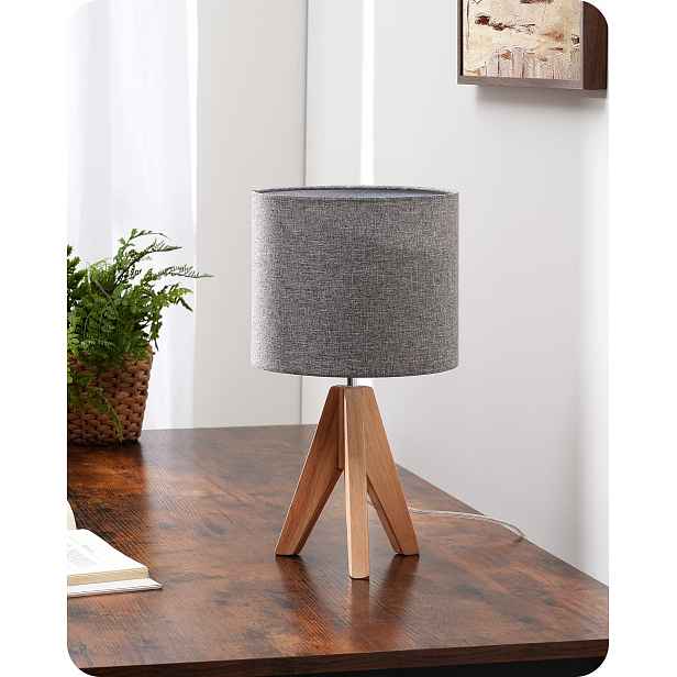 Dřevěná noční lampa Edishine, E27, Vintage stativ, žárovka není součástí balení
