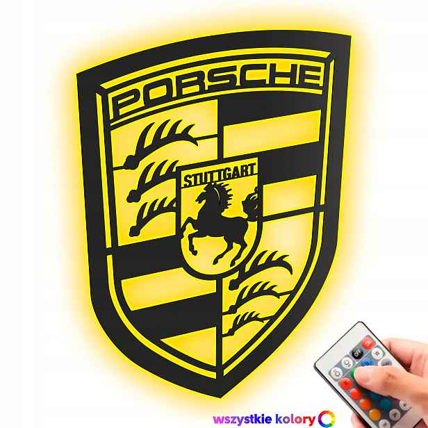Dřevěný 3D obraz Logo Porshe Nástěnná Dekorace Dárek Noční Lampa Led