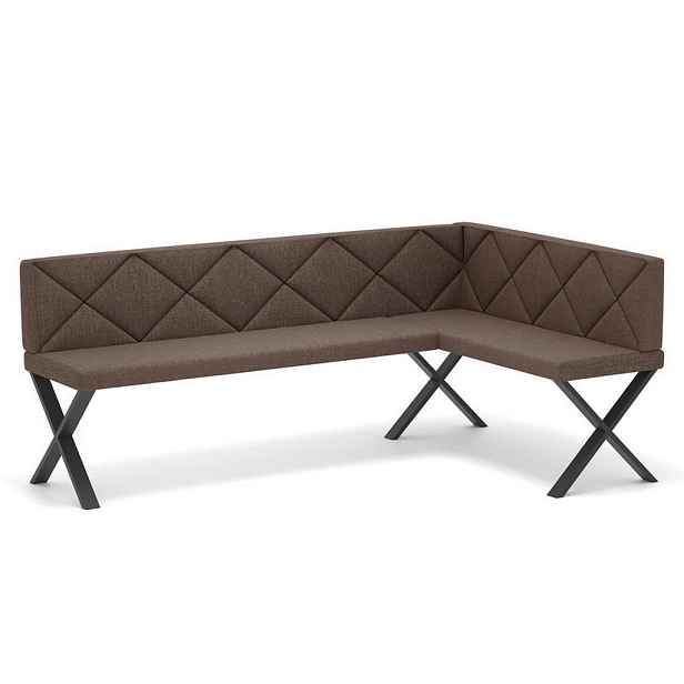 Idohome ROHOVÁ LAVICE VERO X pravá tkanina prošívaná, 128/168 cm, hnědá