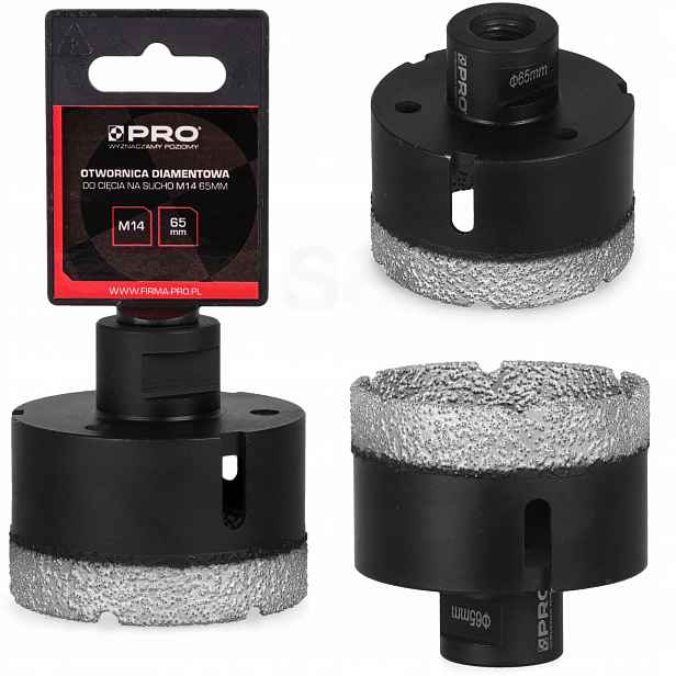 Korunkový Vrták diamantový Pro 65 mm M14 pro slinutou dlažbu na sucho WA307