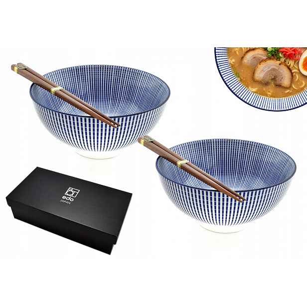 Sada 2 misek s tyčinkami Udon Tokusa Blue 800 ml
