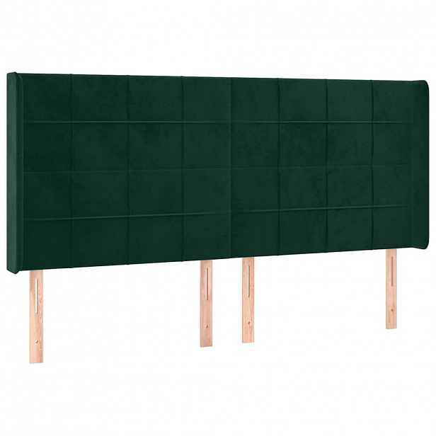 vidaXL Čelo postele typu ušák tmavě zelená 163x16x118/128 cm samet