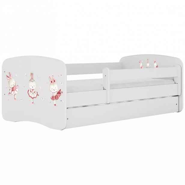 Dětská postel Babydreams+SZ+M bílá 80x180 Tančící králíčci