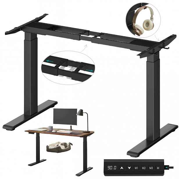 K Psacímu Stolu elektrický výškově nastavitelný ergonomický rám černý