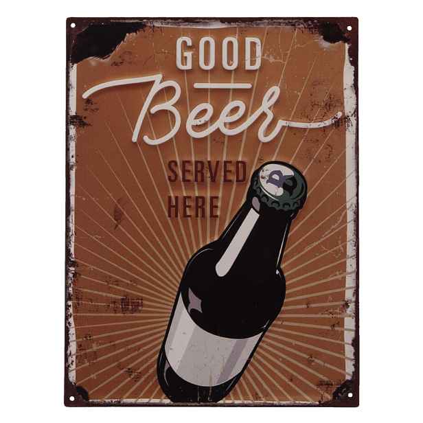 Nástěnná kovová cedule Good beer - 33*25 cm Clayre & Eef