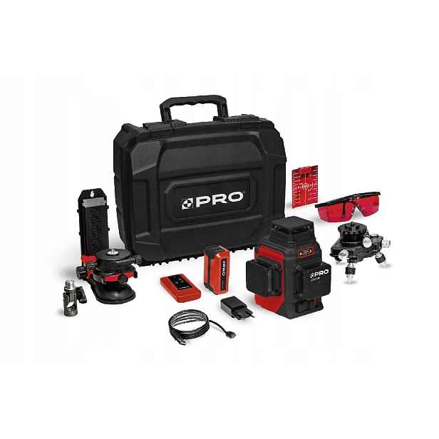 Víceřádkový laser Pro AQ3DR Červený, Sada Plus, Tři roviny, Ovladač