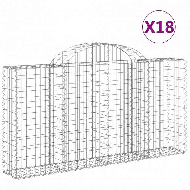 vidaXL Klenuté gabionové koše 18ks 200x30x100/120cm pozinkované železo