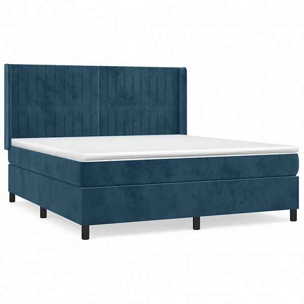 vidaXL Box spring postel s matrací tmavě modrá 160x200 cm samet