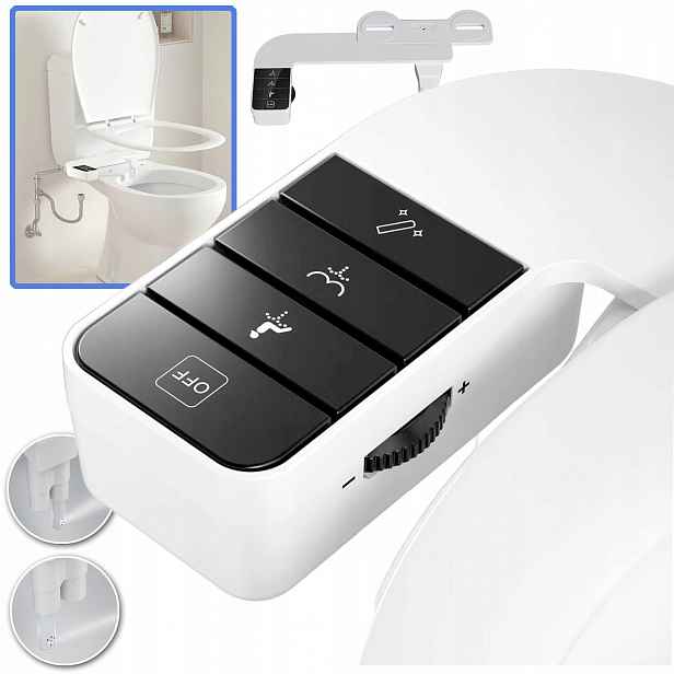 Bidet Na Wc Nástavec Na Mytí Bidetu Dvojitá Tryska Sada Bílá 3/8"