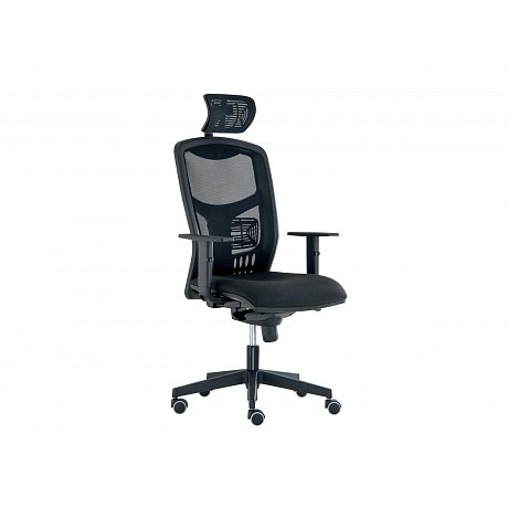 Kancelářská židle YORK SÍŤ s podhlavníkem, černá - výška: 113-132 cm