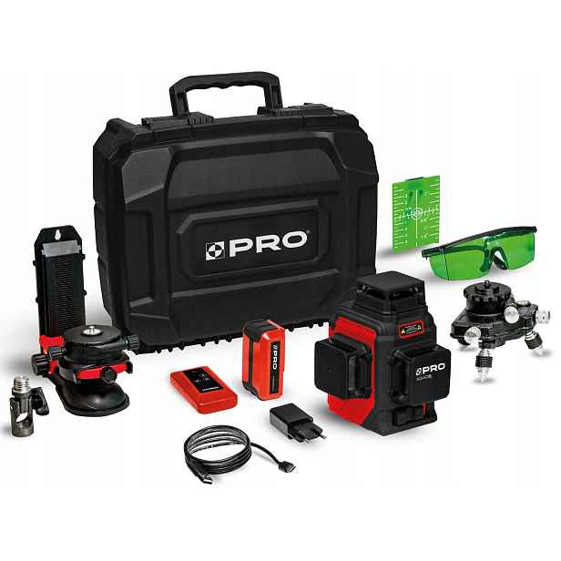Křížový laser Pro AQ3DG Víceřádkový 3D 3x360 Zelený svazek, sada Plus