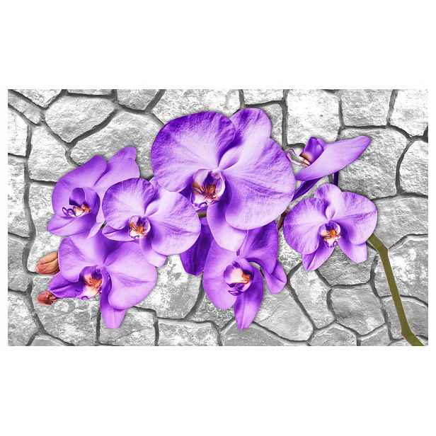 Vliesová fototapeta Orchideje fialové na kameni květiny 200x140 lepidlo
