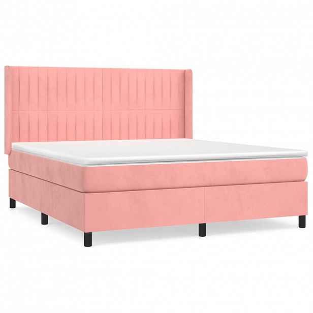 vidaXL Box spring postel s matrací růžová 160x200 cm samet