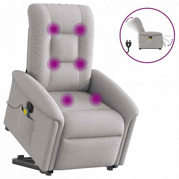 vidaXL Elektrické zvedací masážní polohovací křeslo obláčkově šedé