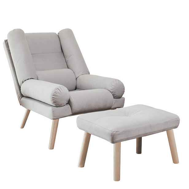 Idohome RELAXAČNÍ KŘESLO LILA s podnožkou, 75/75/95 cm, bílé