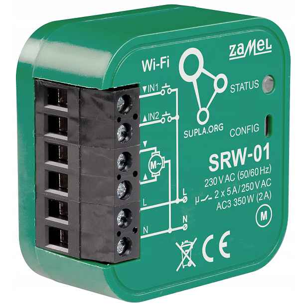Inteligentní Ovladač Rolet SRW-01 Wi-Fi 230V Ac Zamel