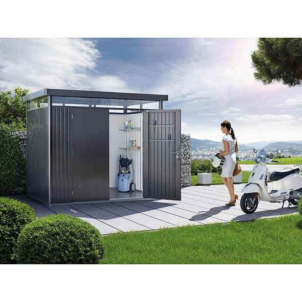 Domek na nářadí Biohort HIGHLINE H2, tmavě šedý, dvoukřídlé dveře BH84039