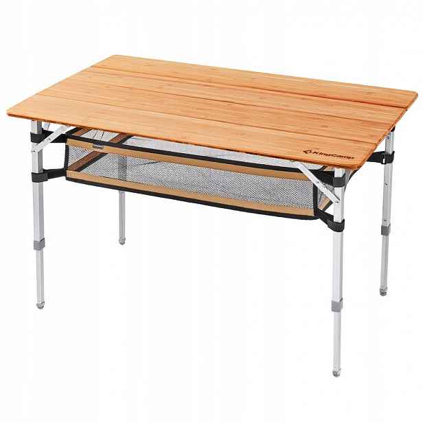 Dřevěný zahradní kempingový stůl Kingcamp Bambus 100 x 65 cm