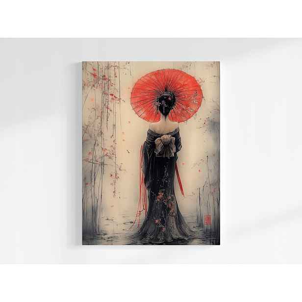 Plakát Žena Gejša Deštník Japonsko Orient Asie 75x100