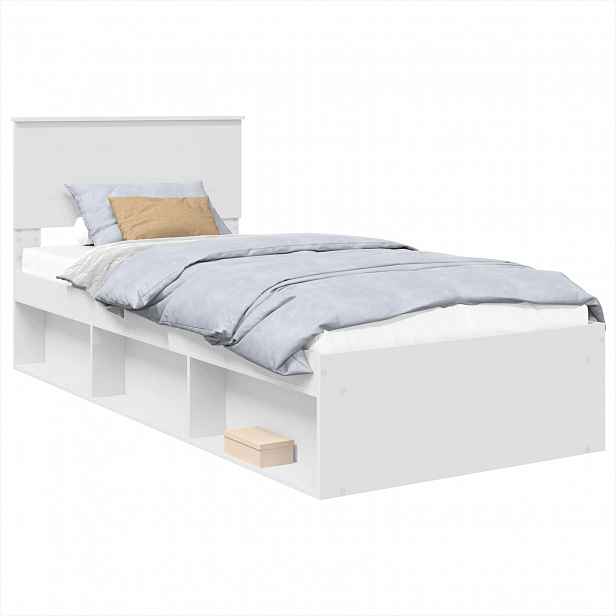 vidaXL Rám postele s čelo Bílá 90 x 190 cm Kompozitní dřevo