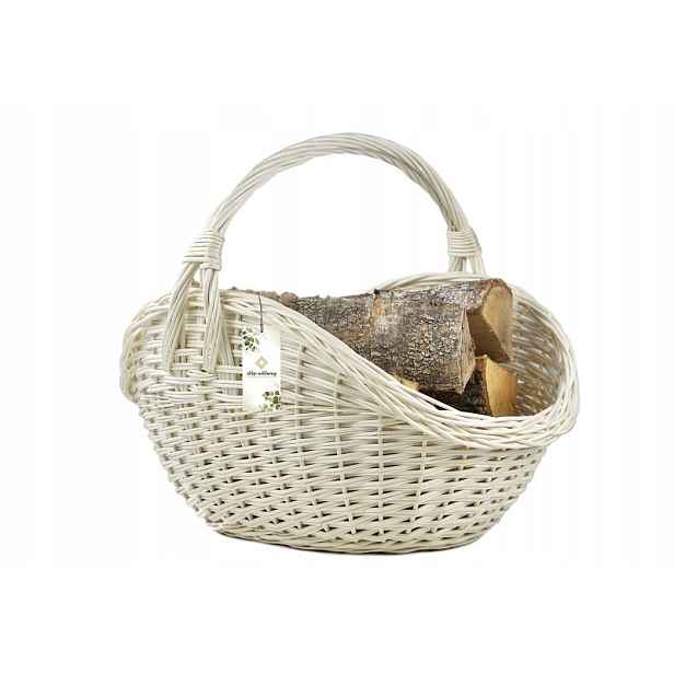 Proutěný koš na dřevo ke krbu Bílý XXL