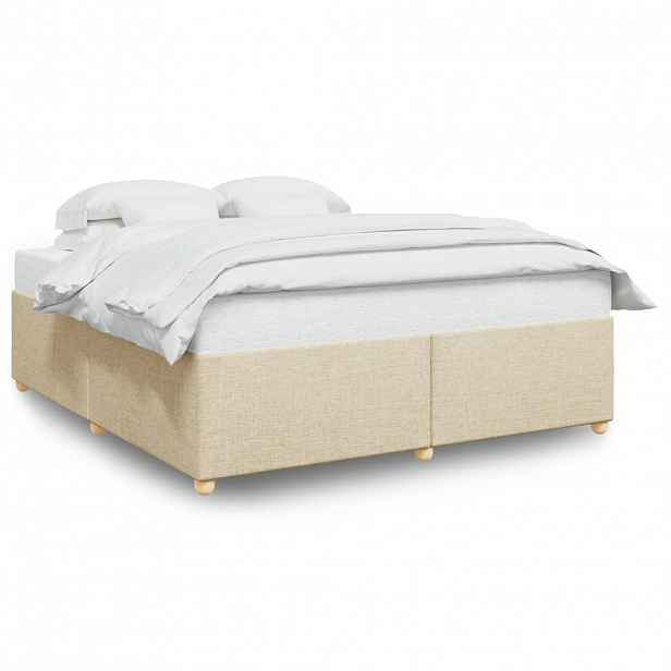 vidaXL Rám postele bez matrace krémový 200 x 200 cm textil