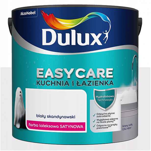 Barva na stěny Dulux EasyCare Kuchyně a koupelna Bílá Skandinávská 2,5L