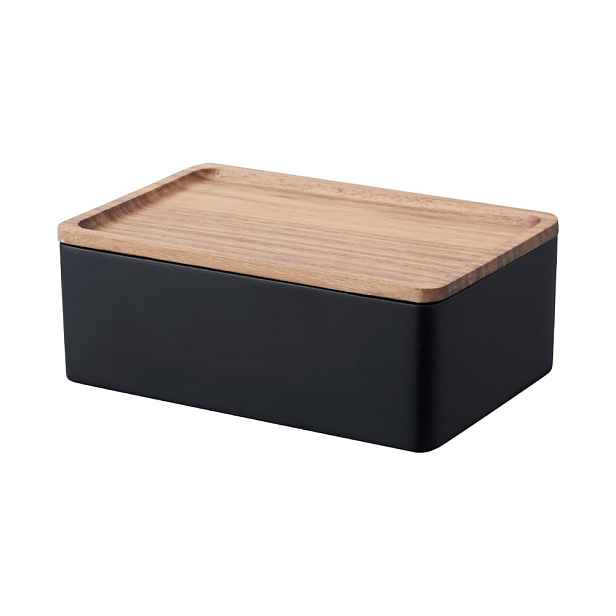 Černý úložný box s víkem 18,5x12,5x7 cm Rin – YAMAZAKI