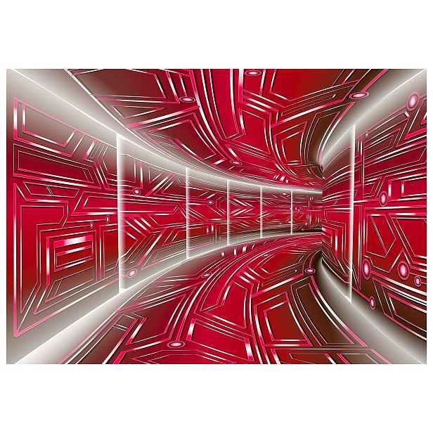 Fototapeta flizelina Tunel Červeno-bílá abstrakce futurismus 416x254 lepidlo