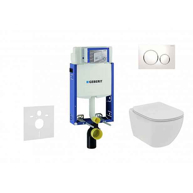 Geberit Kombifix - Set předstěnové instalace, klozetu a sedátka Ideal Standard Tesi, tlačítka Sigma20, Rimless, SoftClose, bílá/chrom 110.302.00.5 NE4