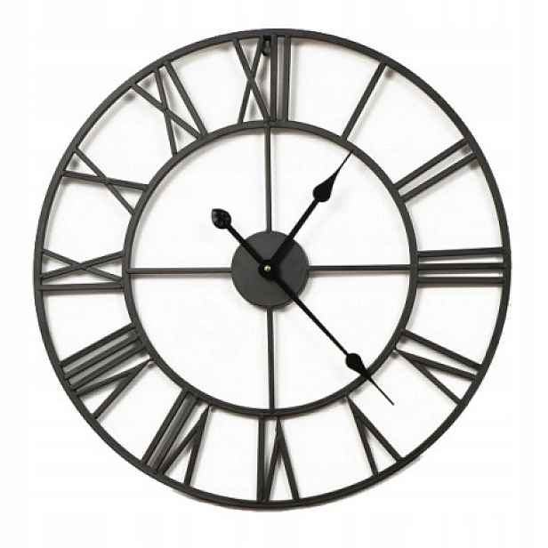 Velký Kovový Nástěnný Hodinový Stroj 80 CM, Černý, Tichý Mechanismus Arventa Style