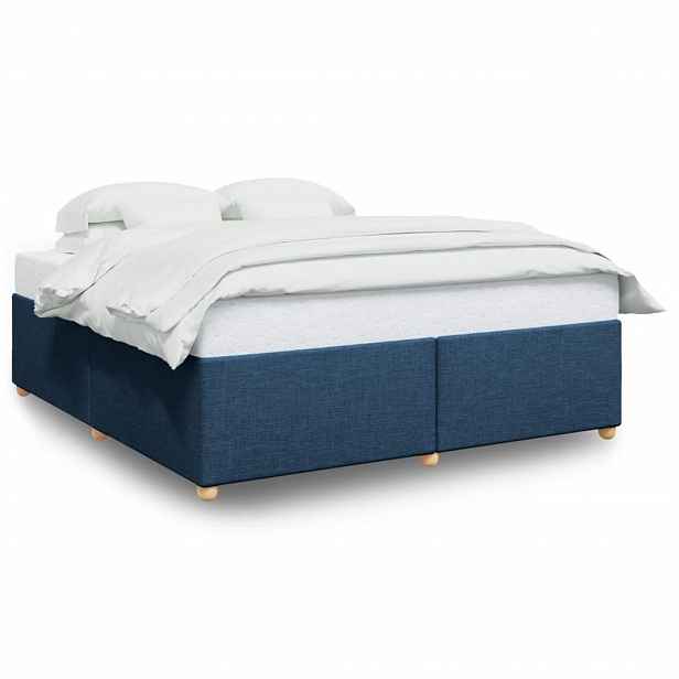 vidaXL Rám postele bez matrace modrý 200 x 200 cm textil