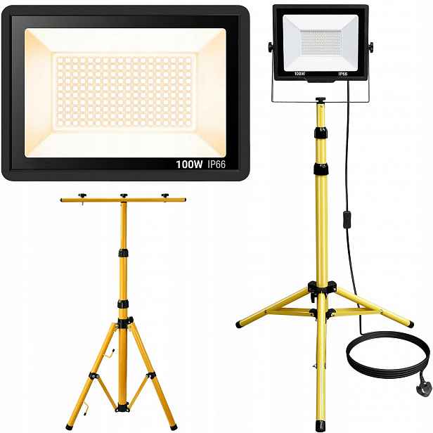 Led Stavební Halogenový Reflektor 100W Sada Lampa Stojan