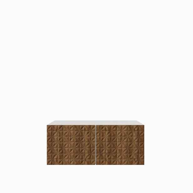 MASSENO ZÁVĚSNÝ TV STOLEK ROVA, 100/41/40 cm, bílý /, dekor dub