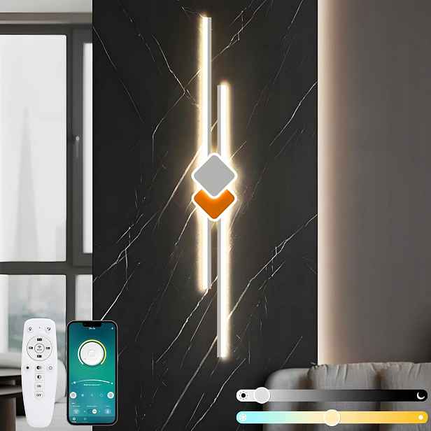 Nástěnné Led svítidlo 120 cm 27 W stmívatelné 3000-6000K dálkový ovladač, aplikace bílá