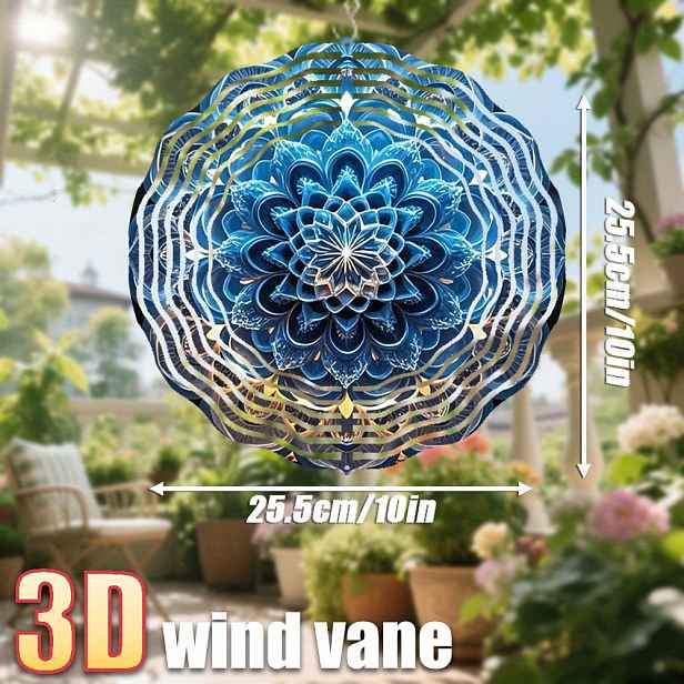 TEMU 3D 1 ks "Modrý přechodový geometrický květinový " s otočným háčkem, 25,5 cm/10 palců x 25,5 cm/10 palců, 360° kreativní univerzální závěsná