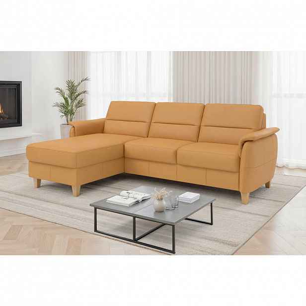 Sit & More ROHOVÁ SEDAČKA, textil, kůže, curry žlutá